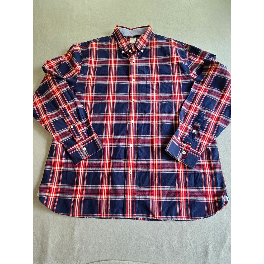 Bonobos‎ Button Down Shirt Mens XXL Navy Red White Plaid Cotton Standard Fit